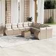 Afuera Living Contemporary 11 Piece Poly Rattan Sofa Set in Beige