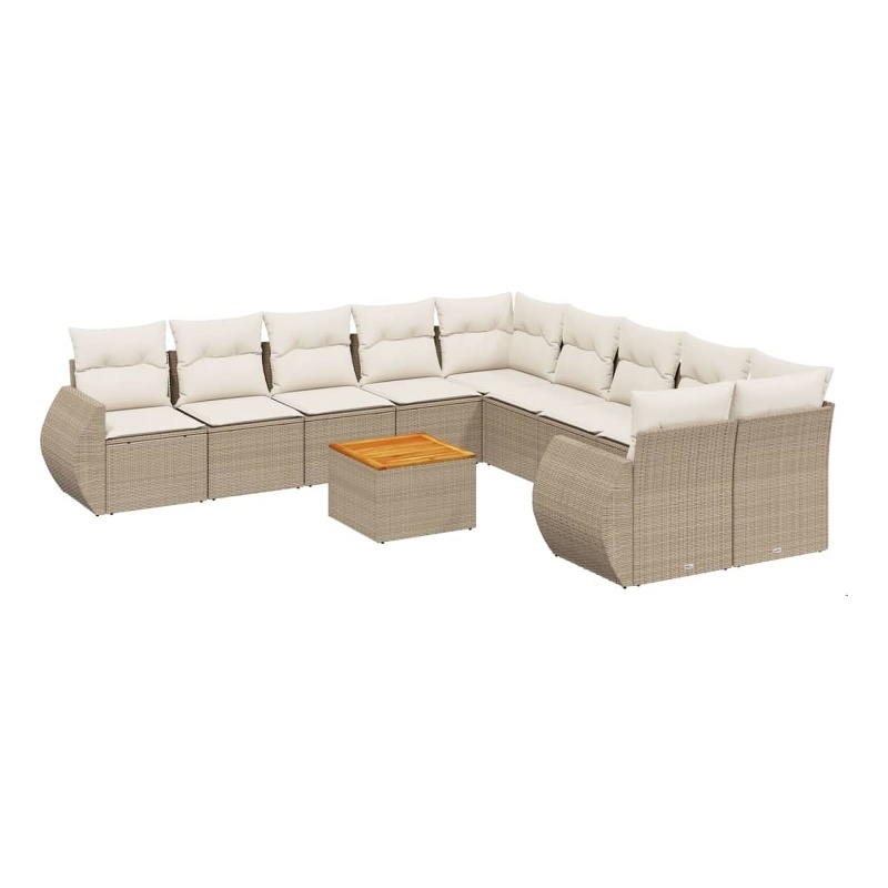 Afuera Living Contemporary 11 Piece Poly Rattan Sofa Set in Beige