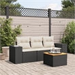 Afuera Living Contemporary 4 Piece Poly Rattan Sofa Set in Black/Cream