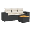 Afuera Living Contemporary 4 Piece Poly Rattan Sofa Set in Black/Cream