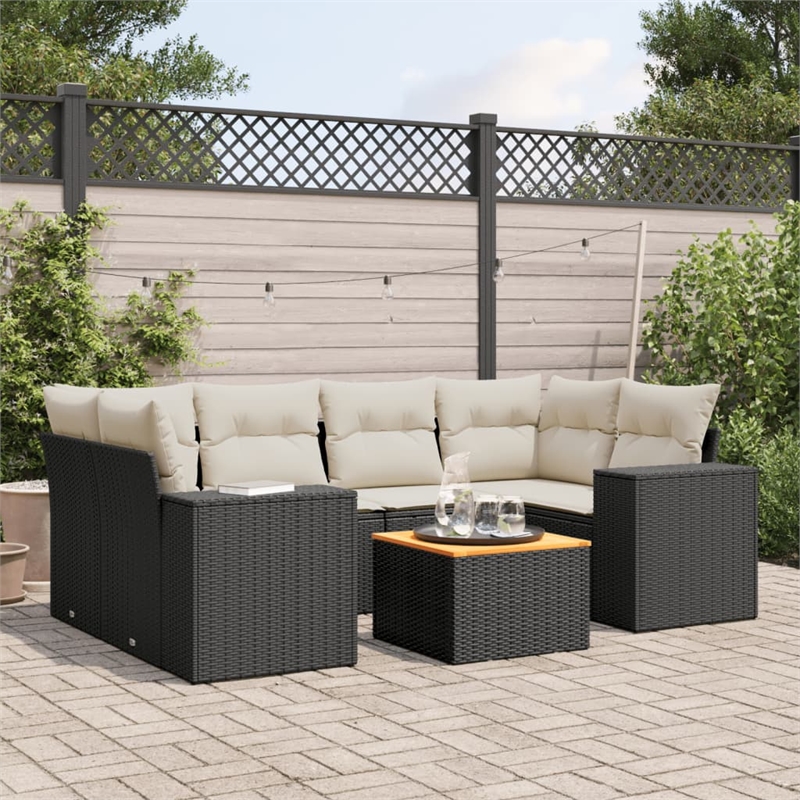 Afuera Living Contemporary Synthetic Poly Rattan Sofa Set in Black