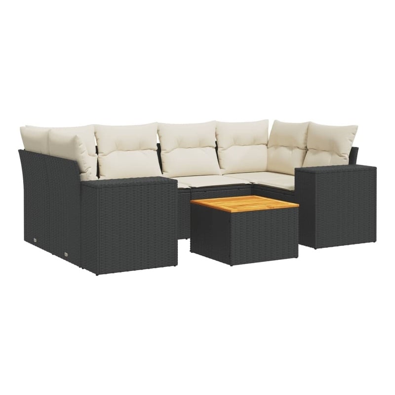 Afuera Living Contemporary Synthetic Poly Rattan Sofa Set in Black