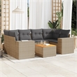 Afuera Living Contemporary Synthetic Poly Rattan 7 Piece Sofa Set in Beige