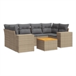 Afuera Living Contemporary Synthetic Poly Rattan 7 Piece Sofa Set in Beige