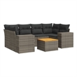 Afuera Living Contemporary Synthetic Poly Rattan 7 Piece  Sofa Set in Gray