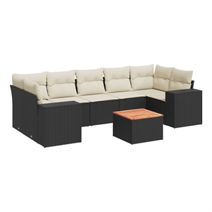 Afuera Living Contemporary 8 Piece Steel Sofa Set in Black/Cream