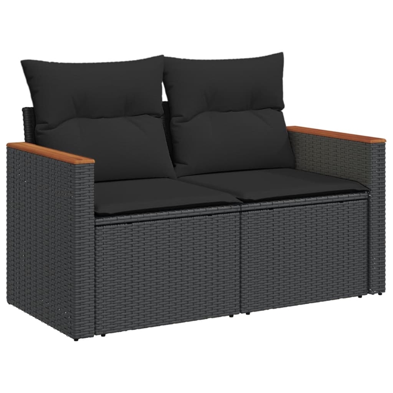 Afuera Living Contemporary Synthetic Poly Rattan Sofa Set in Black