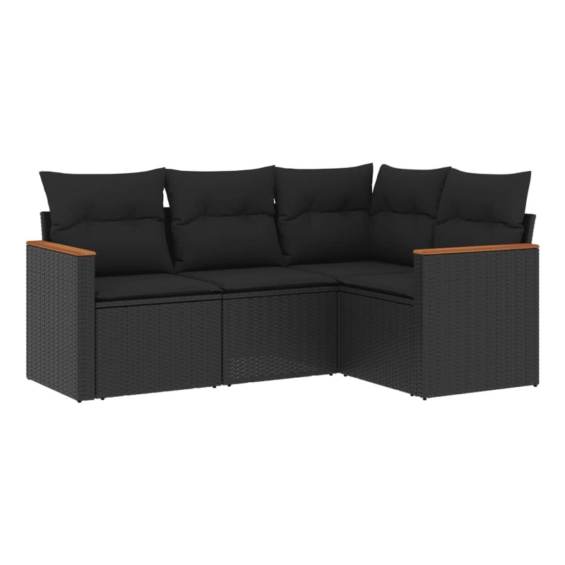 Afuera Living Contemporary Synthetic Poly Rattan Sofa Set in Black