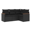 Afuera Living Contemporary Synthetic Poly Rattan Sofa Set in Black