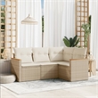 Afuera Living Contemporary 4 Piece Poly Rattan Sofa Set in Beige