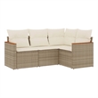 Afuera Living Contemporary 4 Piece Poly Rattan Sofa Set in Beige