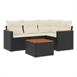 Afuera Living Contemporary 5 Piece Poly Rattan Sofa Set in Black/Cream