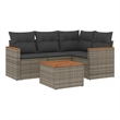 Afuera Living Contemporary 5 Piece Poly Rattan Sofa Set in Gray