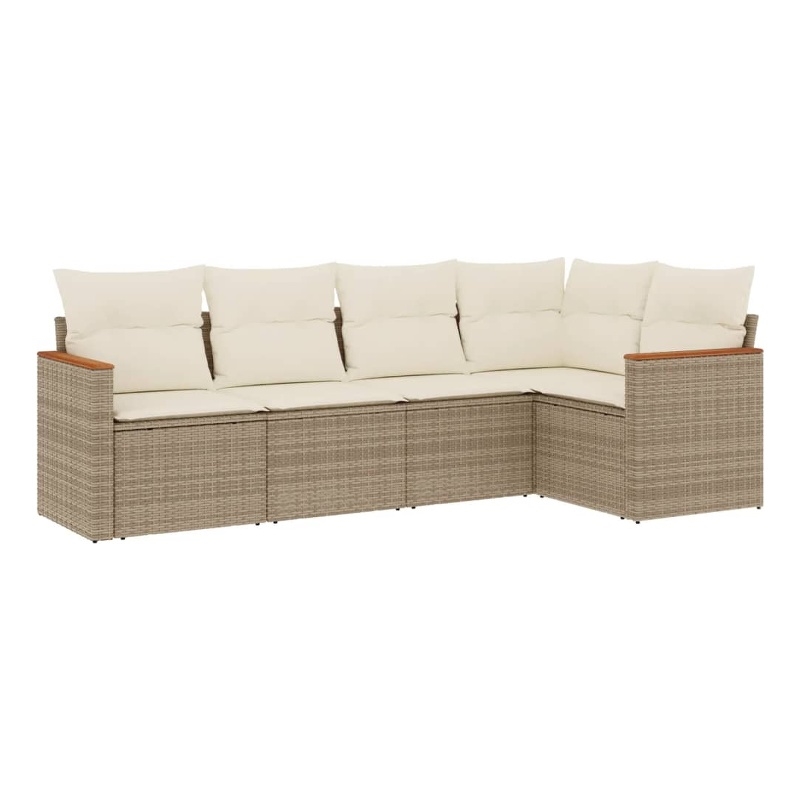 Afuera Living Contemporary Synthetic Poly Rattan  Sofa Set in Cream/Beige