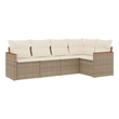 Afuera Living Contemporary Synthetic Poly Rattan  Sofa Set in Cream/Beige