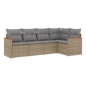 Afuera Living Contemporary 5 Piece Steel Sofa Set in Gray/Beige