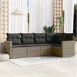Afuera Living Contemporary 5 Piece Poly Rattan Small Sofa Set in Gray