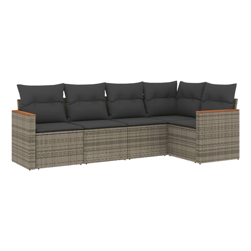 Afuera Living Contemporary 5 Piece Poly Rattan Small Sofa Set in Gray