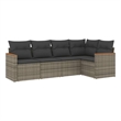 Afuera Living Contemporary 5 Piece Poly Rattan Small Sofa Set in Gray