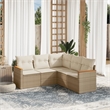 Afuera Living Contemporary 5 Piece Poly Rattan Sofa Set in Beige