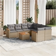 Afuera Living Contemporary 9 Piece Poly Rattan Sofa Set in Gray/Beige