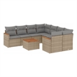 Afuera Living Contemporary 9 Piece Poly Rattan Sofa Set in Gray/Beige
