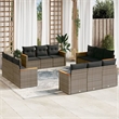 Afuera Living Contemporary 12 Piece Poly Rattan Sofa Set in Gray