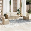 Afuera Living Contemporary 5 Piece Poly Rattan Medium Sofa Set in Beige