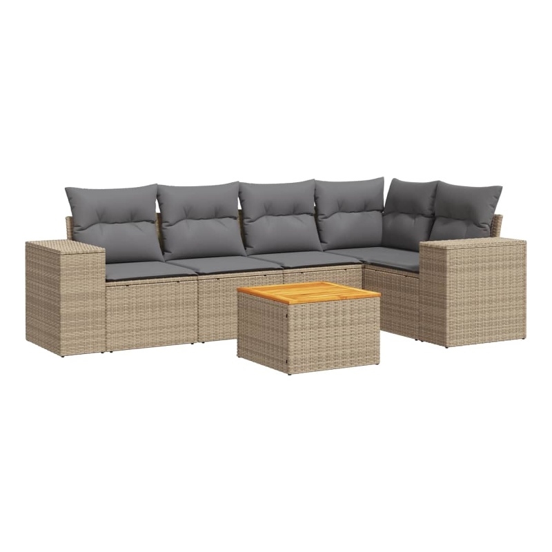 Afuera Living Contemporary Poly Rattan Sofa Set in Gray/Beige