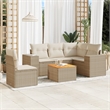 Afuera Living Contemporary Synthetic Poly Rattan 6 Piece  Sofa Set in Beige