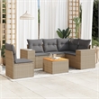Afuera Living Contemporary 6 Piece Poly Rattan Sofa Set in Beige