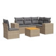 Afuera Living Contemporary 6 Piece Poly Rattan Sofa Set in Beige
