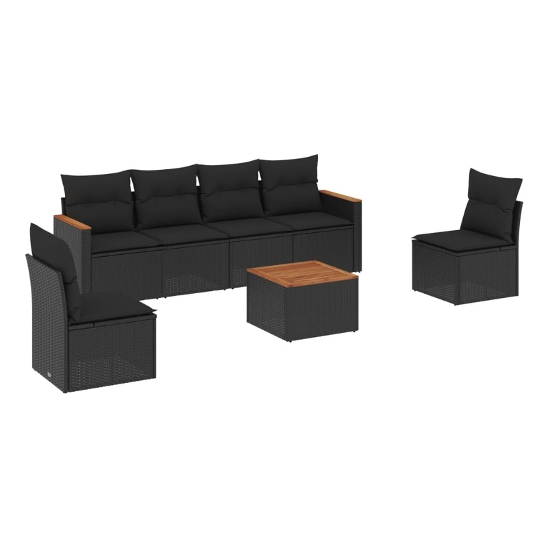 Afuera Living 7 Piece Poly Rattan Standard Sofa Set in Black