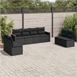 Afuera Living Contemporary 8 Piece Poly Rattan Large Sofa Set in Black