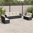 Afuera Living Contemporary Poly Rattan Sofa Set in Black/Cream