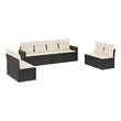 Afuera Living Contemporary Poly Rattan Sofa Set in Black/Cream