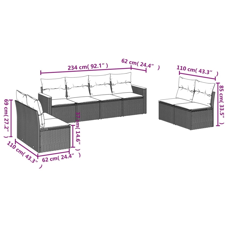 Afuera Living Contemporary Synthetic Poly Rattan  Sofa Set in Beige