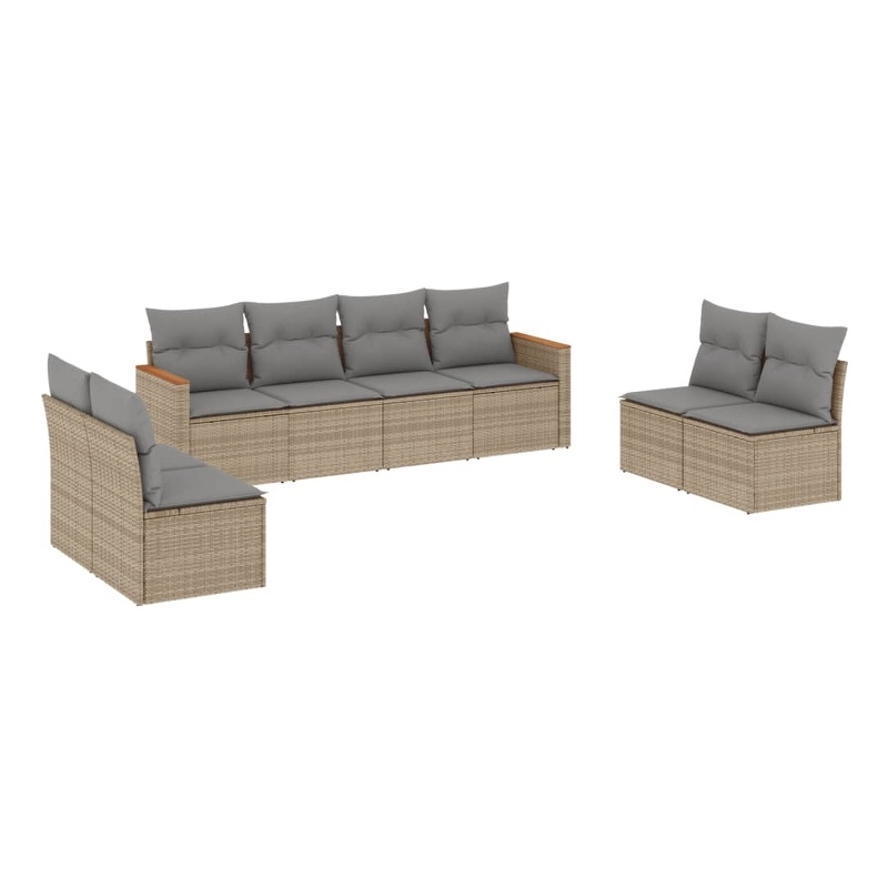 Afuera Living Contemporary Synthetic Poly Rattan  Sofa Set in Beige