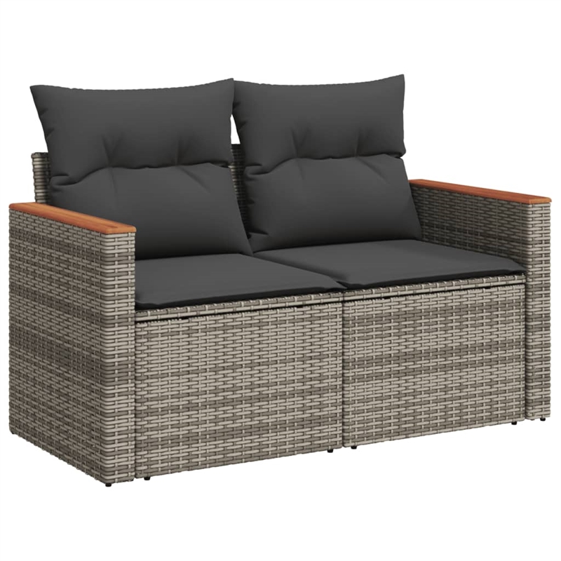 Afuera Living Contemporary Synthetic Poly Rattan  Sofa Set in Gray