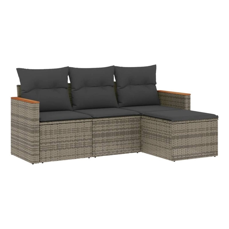 Afuera Living Contemporary Synthetic Poly Rattan  Sofa Set in Gray