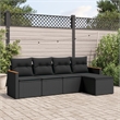 Afuera Living Contemporary Synthetic Poly Rattan 5 Piece  Sofa Set in Black