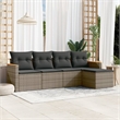 Afuera Living Contemporary 5 Piece Poly Rattan Sofa Set in Gray