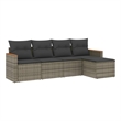 Afuera Living Contemporary 5 Piece Poly Rattan Sofa Set in Gray