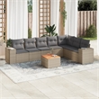 Afuera Living Contemporary 8 Piece Poly Rattan Sofa Set in Beige