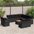 Afuera Living Contemporary 12 Piece Poly Rattan Sofa Set in Black