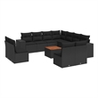 Afuera Living Contemporary 12 Piece Poly Rattan Sofa Set in Black