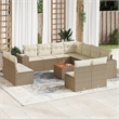Afuera Living Contemporary 12 Piece Poly Rattan Sofa Set in Beige
