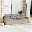 Afuera Living Contemporary Synthetic Poly Rattan 4 Piece Sofa Set in Beige