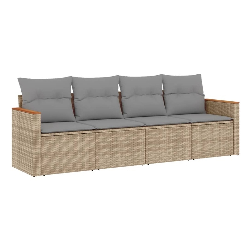 Afuera Living Contemporary Synthetic Poly Rattan 4 Piece Sofa Set in Beige