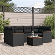 Afuera Living Contemporary Synthetic Poly Rattan 7 Piece  Sofa Set in Black